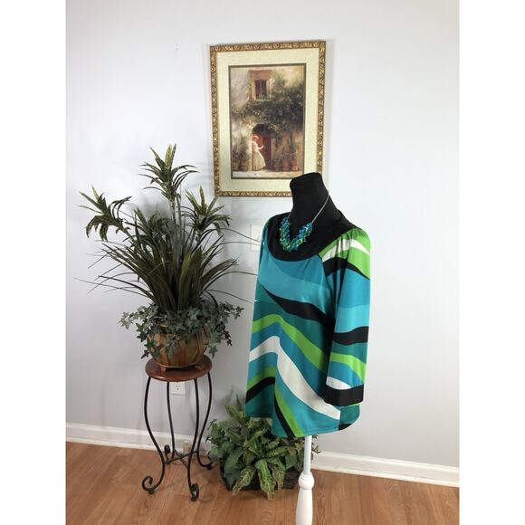 New Directions Women Blouse M Round Neck 3/4 Sleeve Boho Lagenlook Pullover - Picture 4 of 7